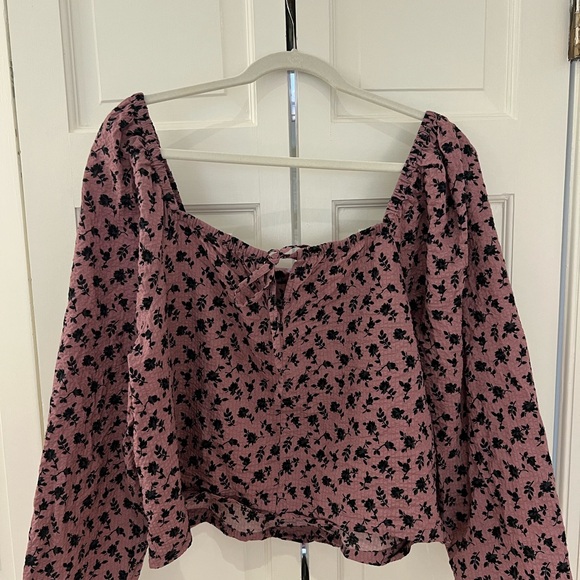 Madewell Women’s Cropped Top Purple Floral 100% Cotton Size XXL - Picture 3 of 12
